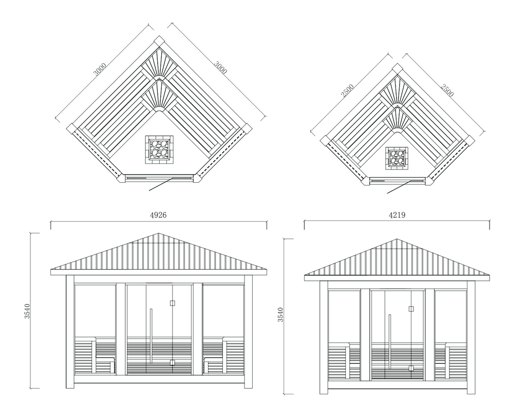屋外サウナ | ガーデンサウナ | 6-8人用 | J-WSD-1510LT | Harviaストーブ | 2サイズ