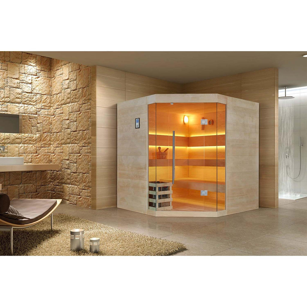 ルームサウナ コーナータイプ 屋内 2~3人用 室内用 ガラスデザイン J-WSD-1902