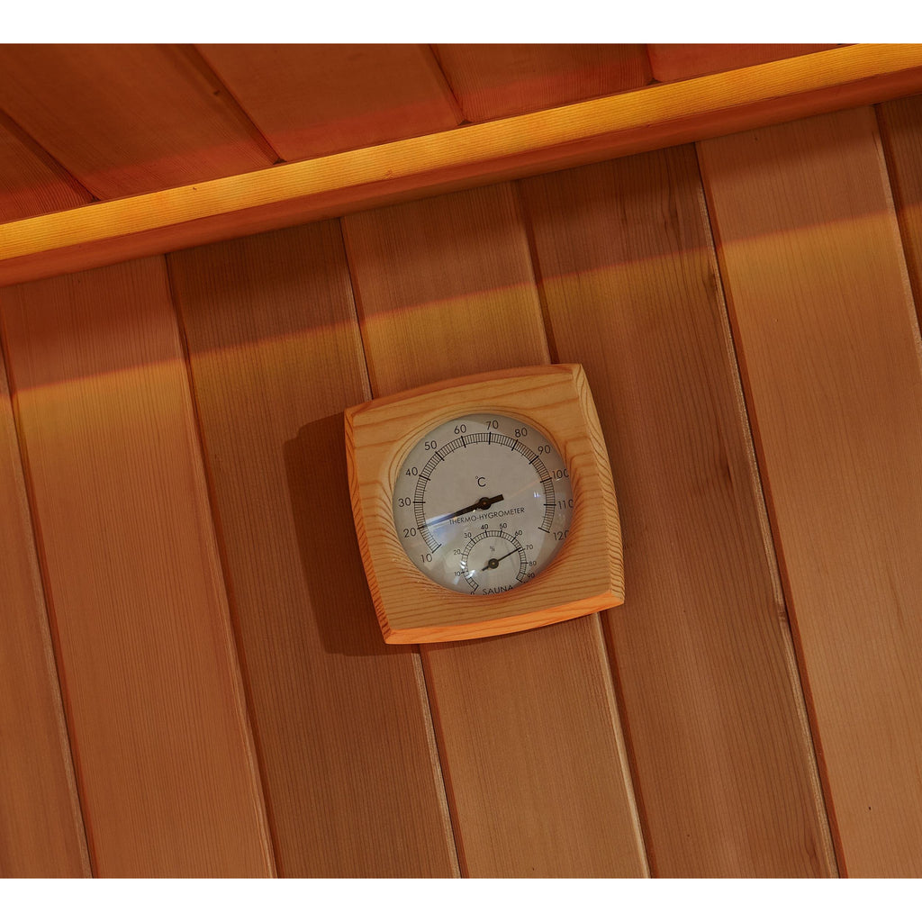 温湿度計、木製桶、木製柄杓、ライトがセットになっており付属品も充実