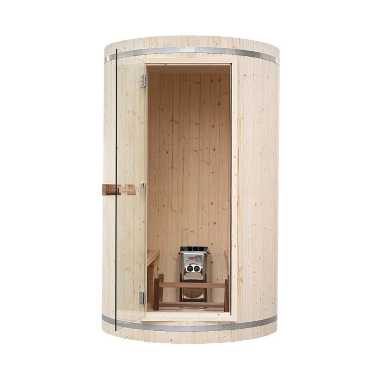 屋内サウナ | コンパクト | 1-2人用 | フィンランド式 | 円柱型 | 自宅サウナ