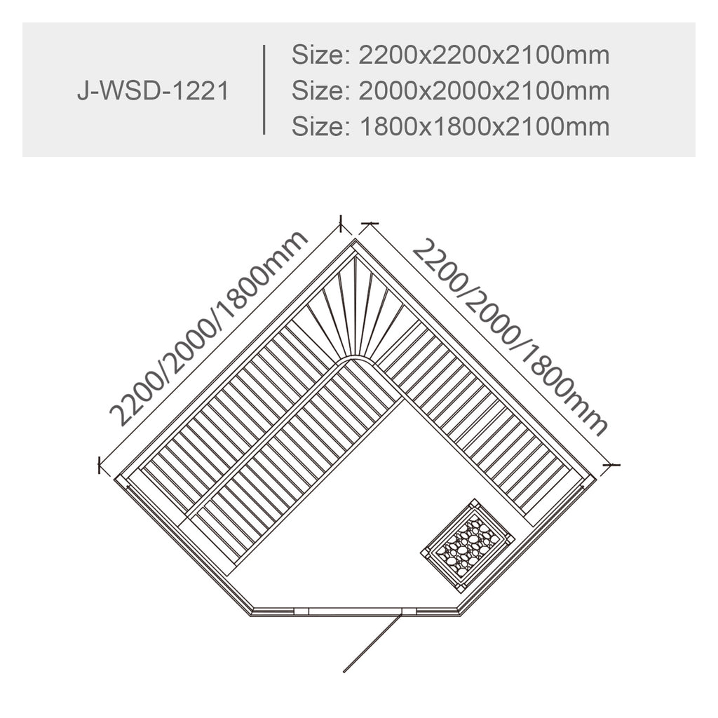 屋内サウナ | 2-4人用 | J-WSD-1221 | Bluetoothスピーカー搭載 | コーナータイプ | 自宅サウナ