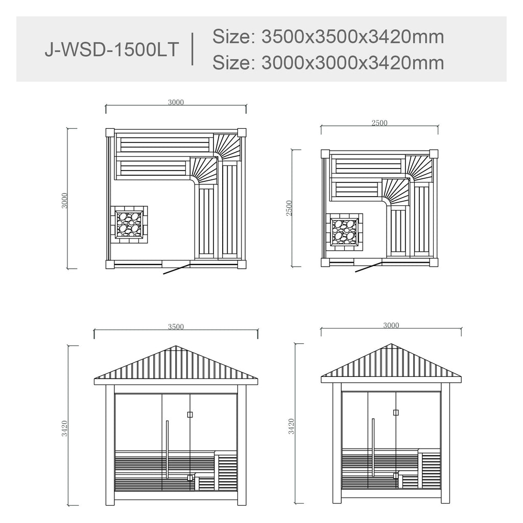 屋外サウナ | ガーデンサウナ | 6-8人用 | J-WSD-1500LT | 自宅サウナ