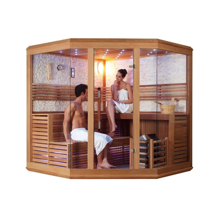 屋内サウナ | 2-4人用 コーナー ガラス壁 | J-WSD-1221 | Bluetoothスピーカー搭載 | 角設置タイプ | 自宅サウナ