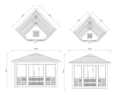 屋外サウナ | ガーデンサウナ | 6-8人用 | J-WSD-1510LT | Harviaストーブ | 2サイズ
