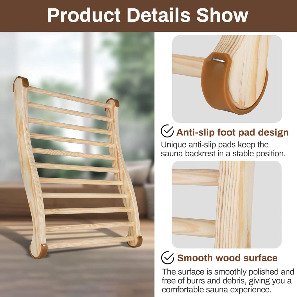 サウナ用バックレスト | 木製 | S字型 | 背もたれ