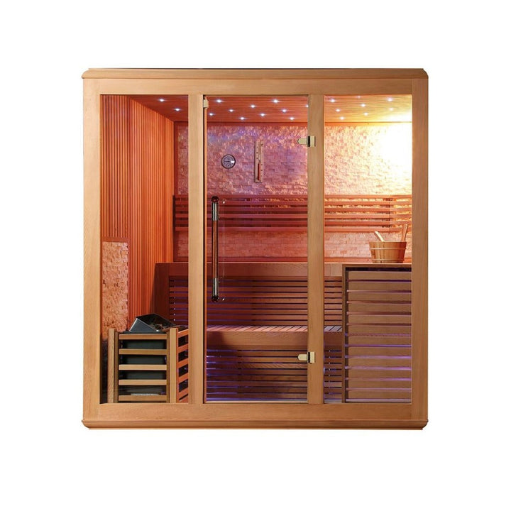 屋内サウナ | 3-4人用 石壁 2段L字 | J-WSD-1222 | Bluetoothスピーカー搭載 | 自宅サウナ