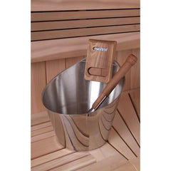 バケツや柄杓、また砂時計や温湿度計と充実の付属品ですぐにサウナをお使いいただけます