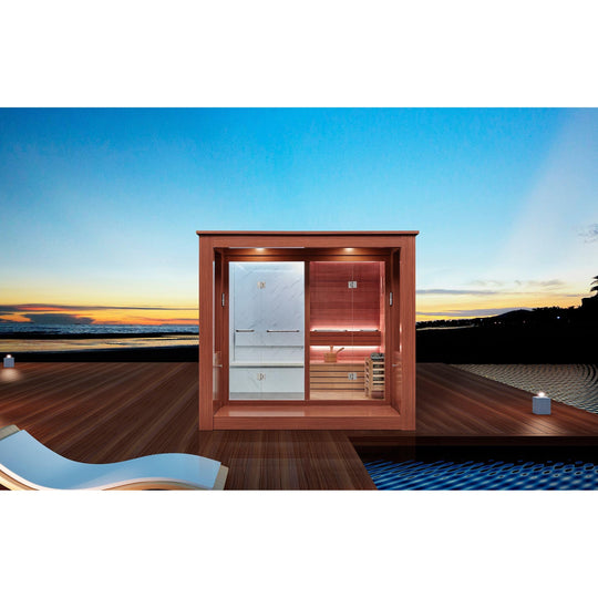 屋外サウナ | ガーデンサウナ | 4人用 | J-WSD-2021LT | フィンランド+スチーム | 自宅サウナ