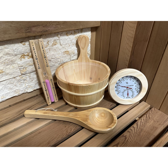 ロウリュ サウナ グッズ セット | バケツ・ラドル・砂時計・温湿度計