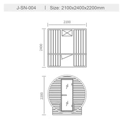 バレルサウナ | 4-6人用 | J-SN-004 | Harviaストーブ付き | 自宅サウナ