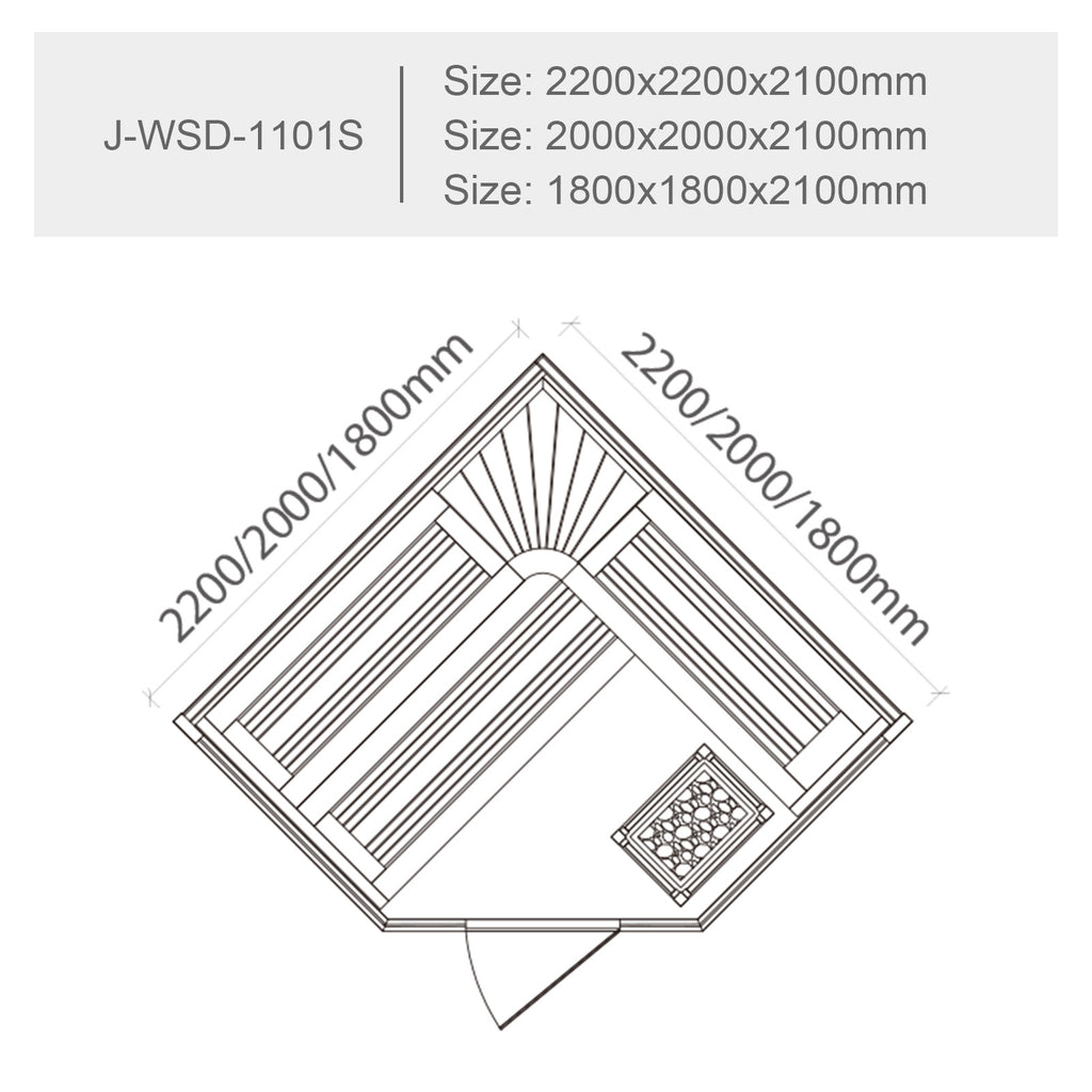 屋内サウナ | 3-4人用 | J-WSD-1101S | Bluetoothスピーカー搭載 | コーナータイプ | 自宅サウナ