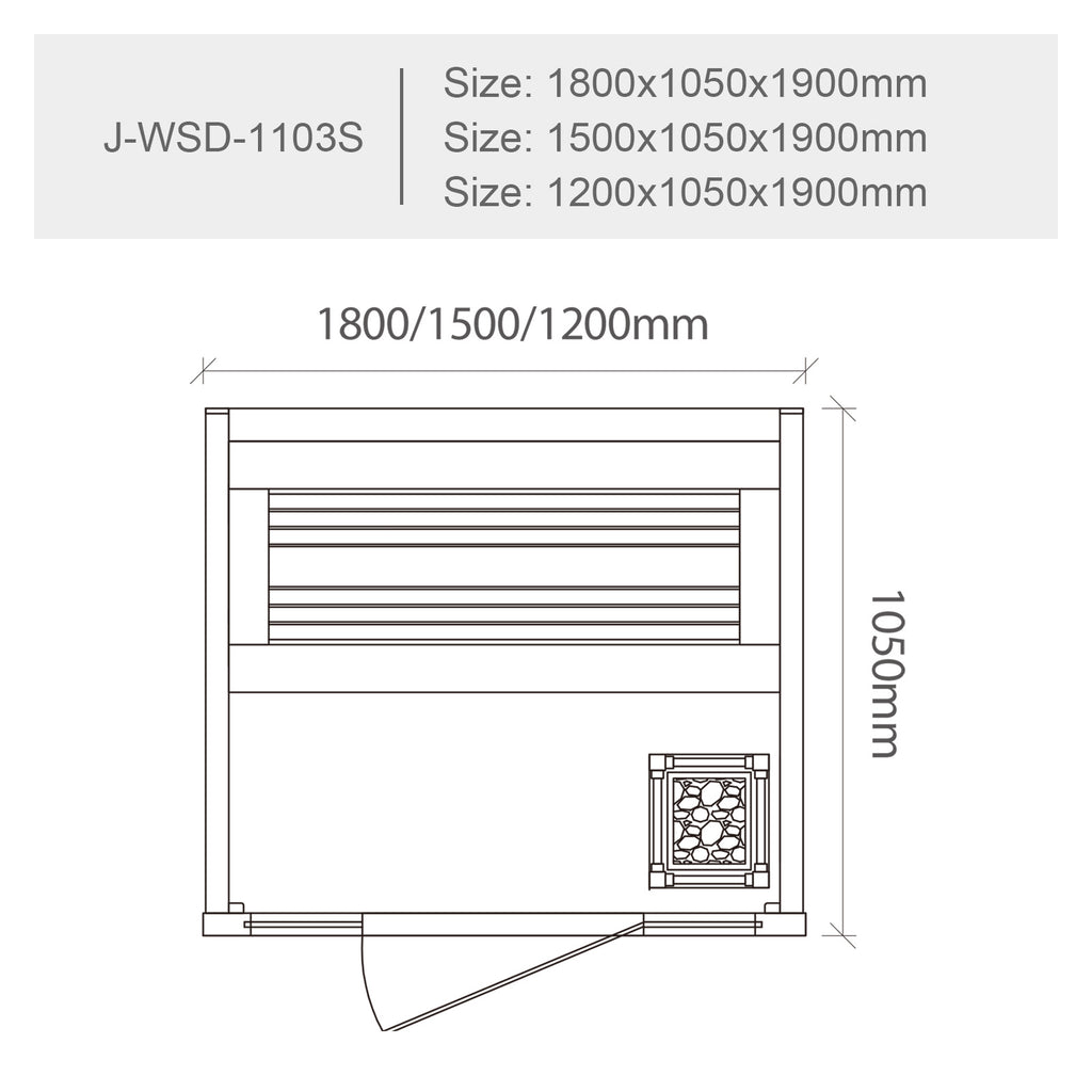 屋内サウナ | 2-3人用 石壁 コンパクト | J-WSD-1103S | Bluetoothスピーカー搭載 | 自宅サウナ