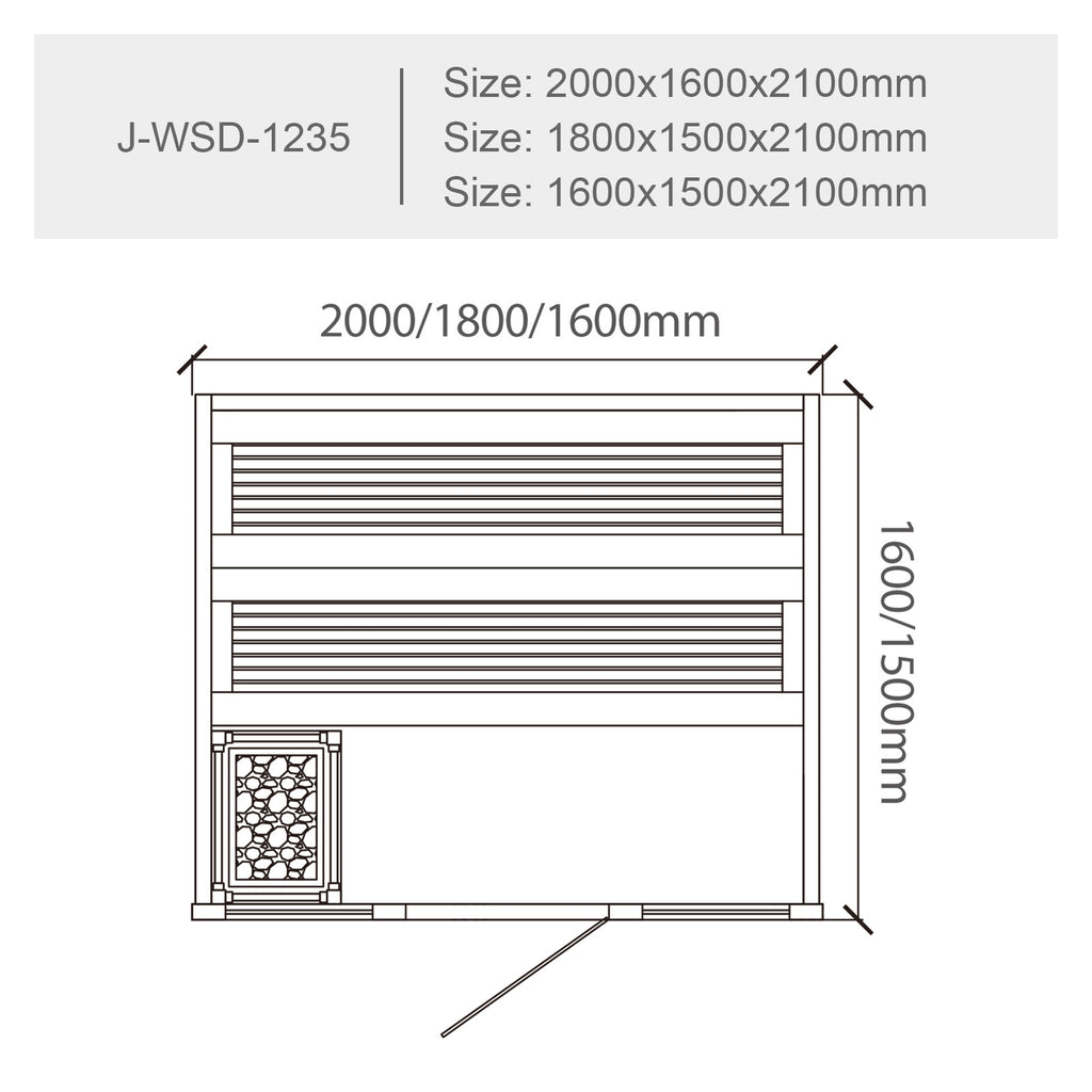 屋内サウナ | 3-4人用 石壁 | J-WSD-1235 | Bluetoothスピーカー搭載 | 自宅サウナ