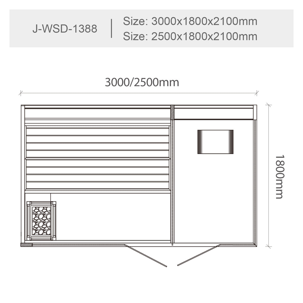 屋内サウナ | 2-4人用 | J-WSD-1388 | シャワールーム付 | 自宅サウナ