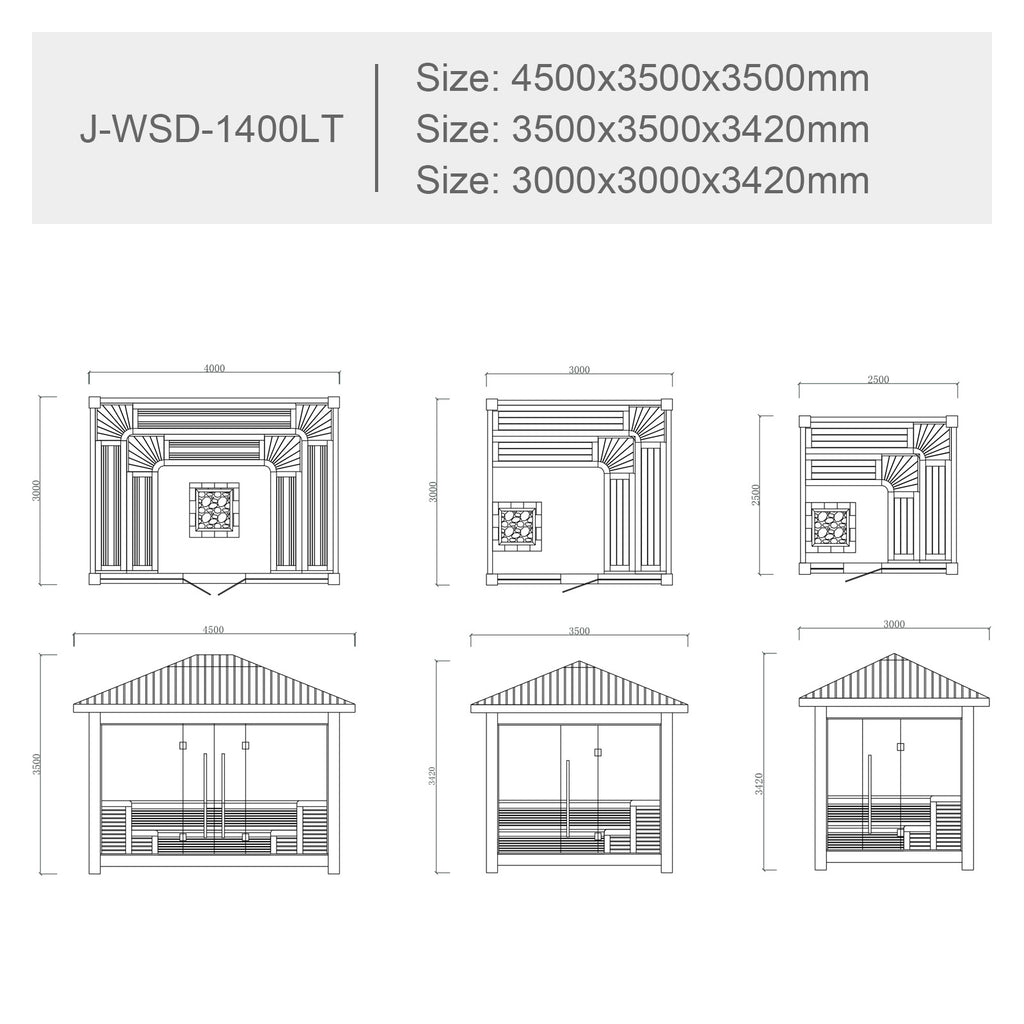 屋外サウナ | ガーデンサウナ | 6-10人用 | J-WSD-1400LT | 全3サイズ | 自宅サウナ