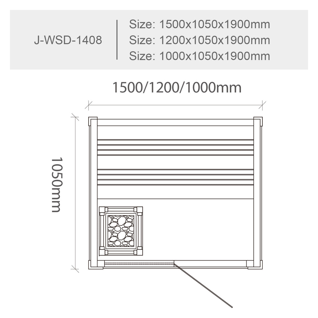 屋内サウナ | 1~2人用 石壁 コンパクト | J-WSD-1408 | Bluetoothスピーカー搭載 | 自宅サウナ