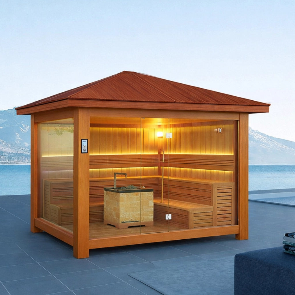 屋外サウナ | ガーデンサウナ | 6-8人用 | J-WSD-1500LT | 自宅サウナ