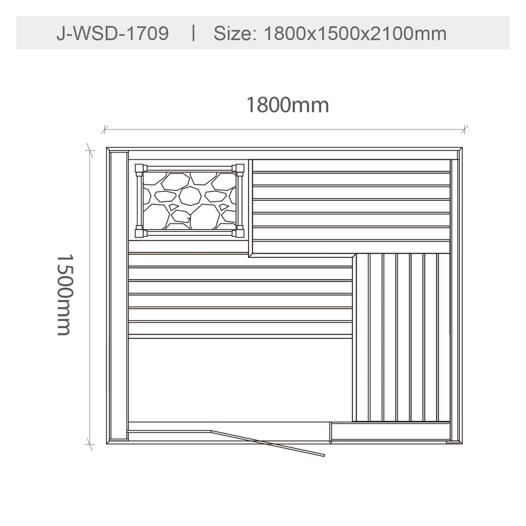 屋内サウナ | 2-3人用 2段L字ベンチ | J-WSD-1709 | Bluetoothスピーカー搭載 | 自宅サウナ