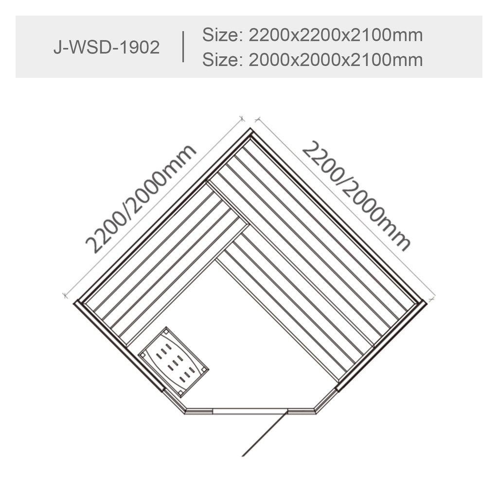 屋内サウナ | 3人用 | J-WSD-1902 | コーナータイプ | Bluetoothスピーカー搭載 | 自宅サウナ