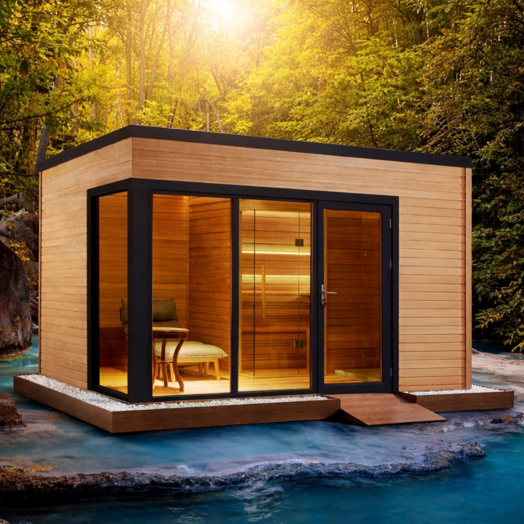 屋外サウナ | サウナ小屋 | J-WSD-LT08 | シャワールーム付 | 4人用 | 自宅サウナ