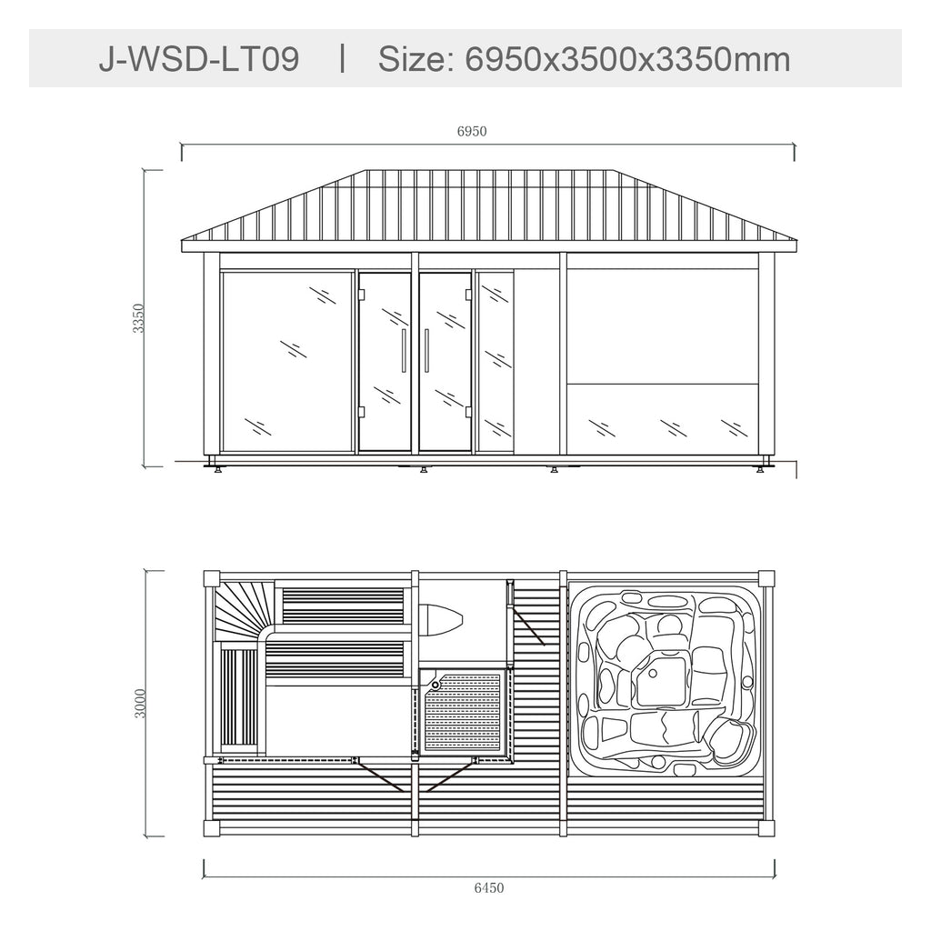 屋外サウナ | ガーデンサウナ | 4人用 | J-WSD-LT09 | シャワー付 | 自宅サウナ