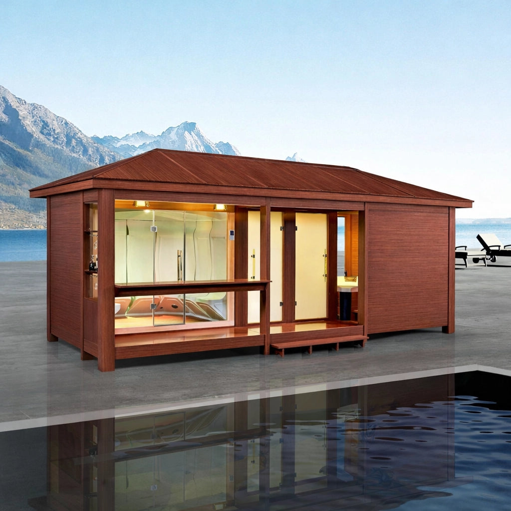 屋外サウナ | ガーデンサウナ | 8人用 | J-WSD-LT13 | シャワー付