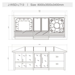 屋外サウナ | ガーデンサウナ | 8人用 | J-WSD-LT13 | シャワー付 | 自宅サウナ