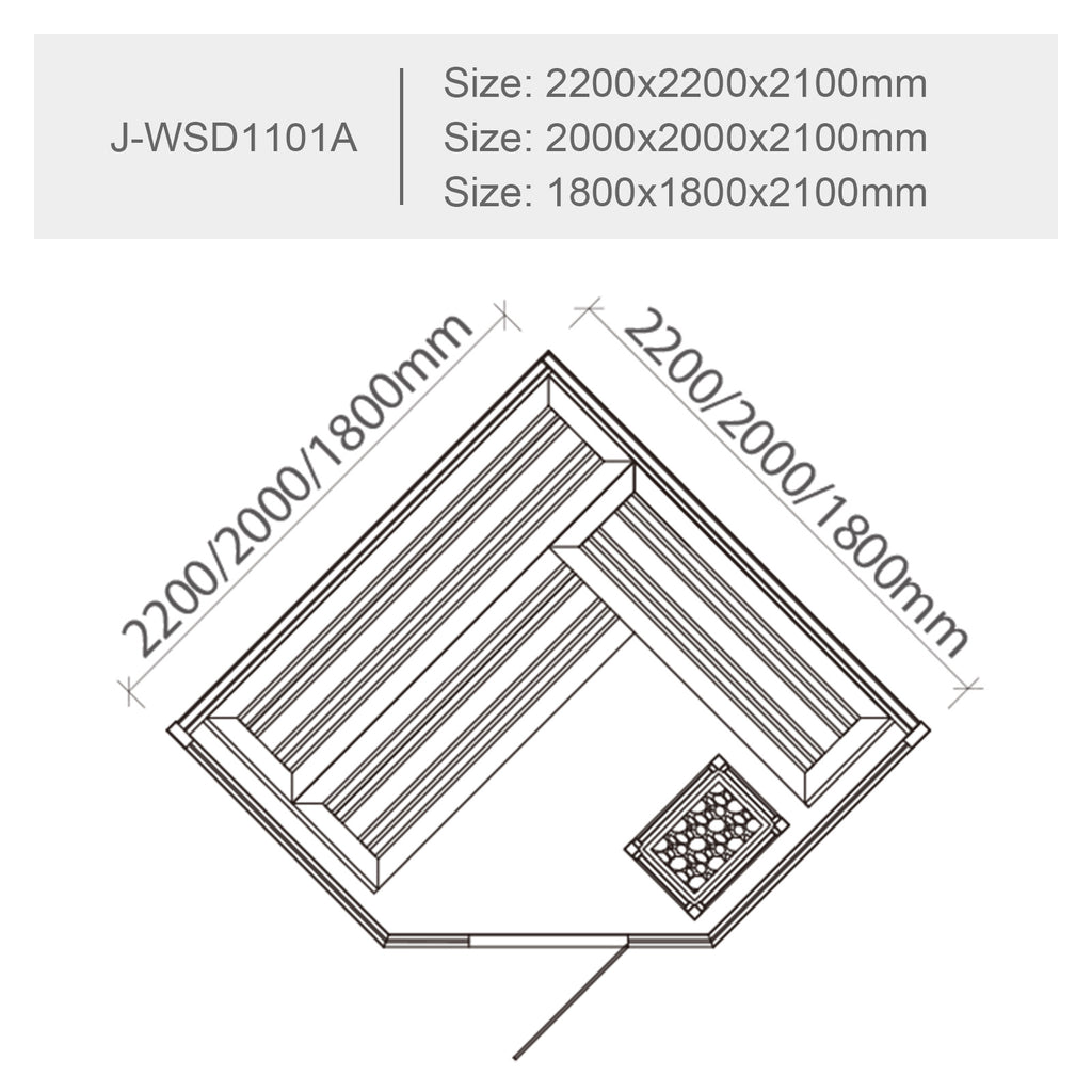 屋内サウナ | 2-4人用 | J-WSD1101A | コーナータイプ | Bluetoothスピーカー搭載 | 自宅サウナ