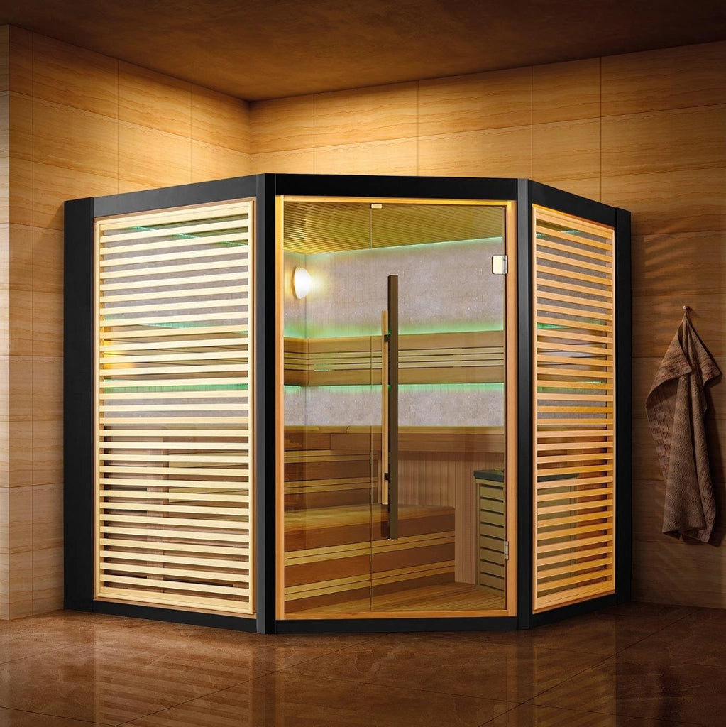 屋内サウナ | 3-4人用 | J-WSD-1403 | コーナータイプ | Bluetoothスピーカー搭載 | 自宅サウナ