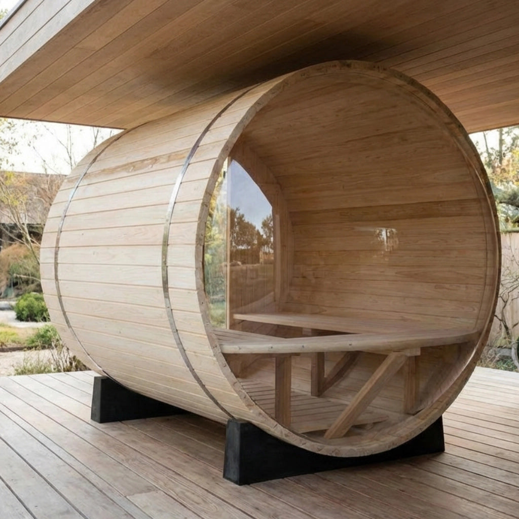 ヒノキ製バレルサウナ | OBT-1824H | パノラマビュー | 最大4人用