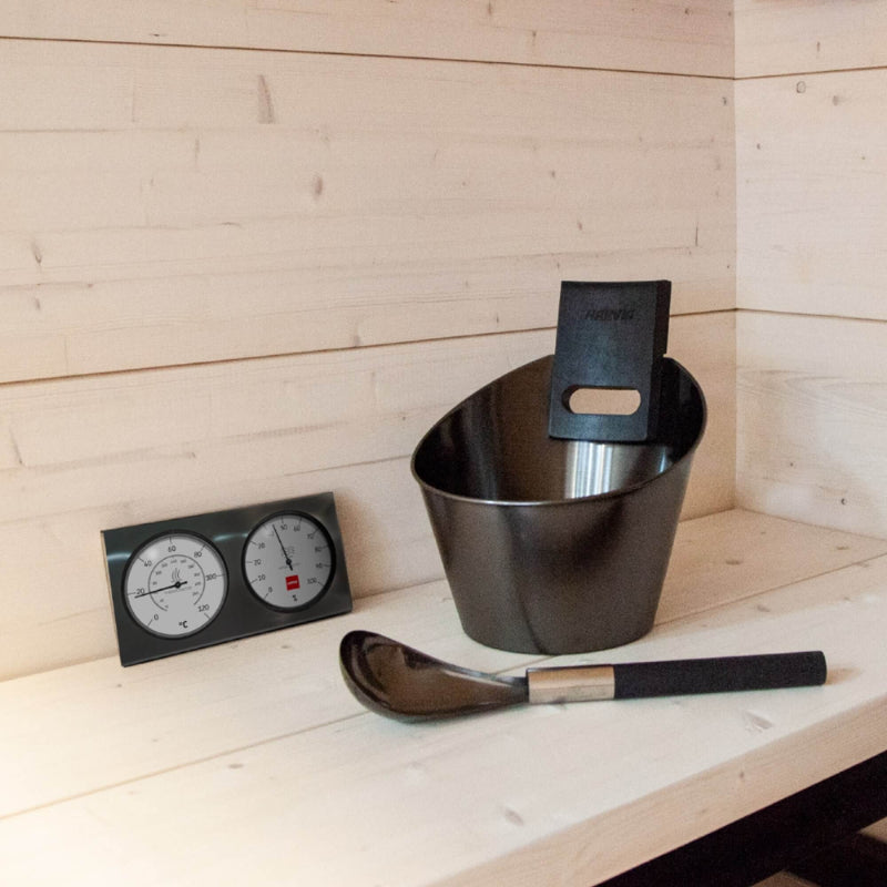 Harvia スチールアクセサリー3点セット | ラドル | バケツ | 温湿度計 | 全2色 | サウナアクセサリー