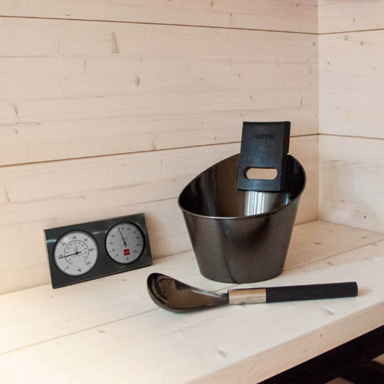 Harvia スチールアクセサリー3点セット | ラドル | バケツ | 温湿度計 | 全2色 | サウナアクセサリー