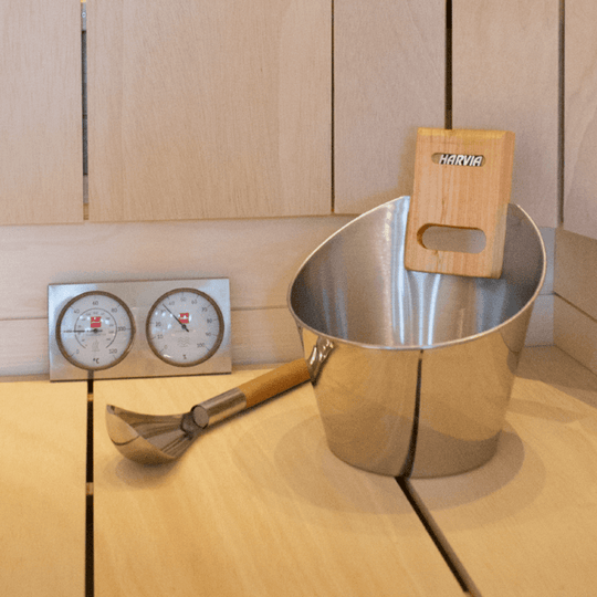 Harvia スチールアクセサリー3点セット | ラドル | バケツ | 温湿度計 | 全2色 | サウナアクセサリー