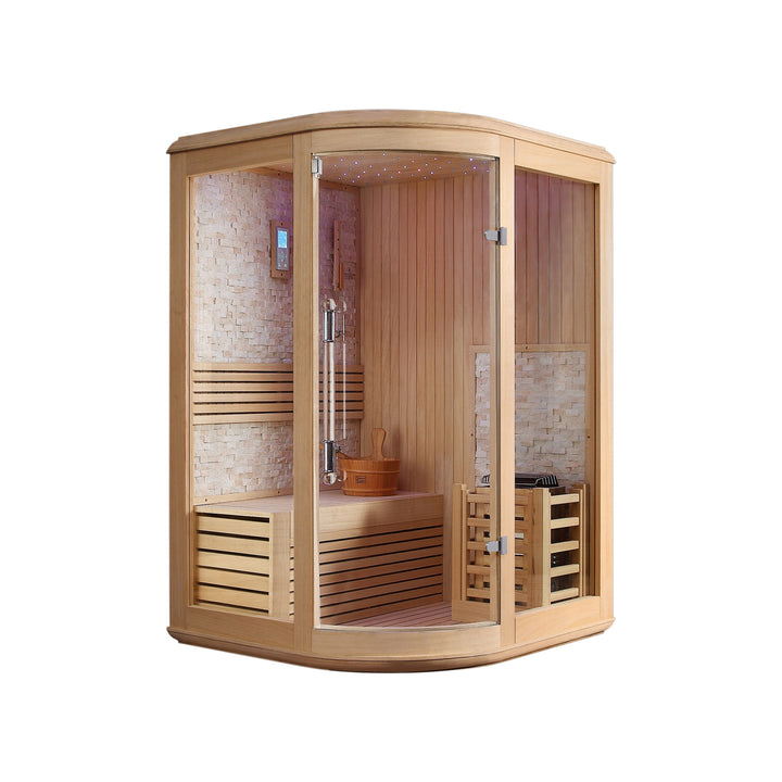 屋内サウナ | 2人用 コーナー コンパクト | J-WSD-1210 | Bluetoothスピーカー搭載 | 角設置タイプ | 自宅サウナ